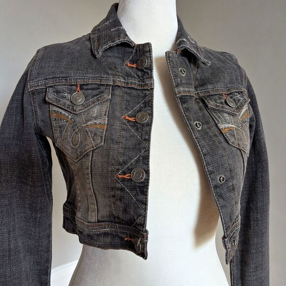Vintage Y2K Limited Too Girls Denim Jacket Cropped Bolero Rhinestones Size 8 - Picture 1 of 12